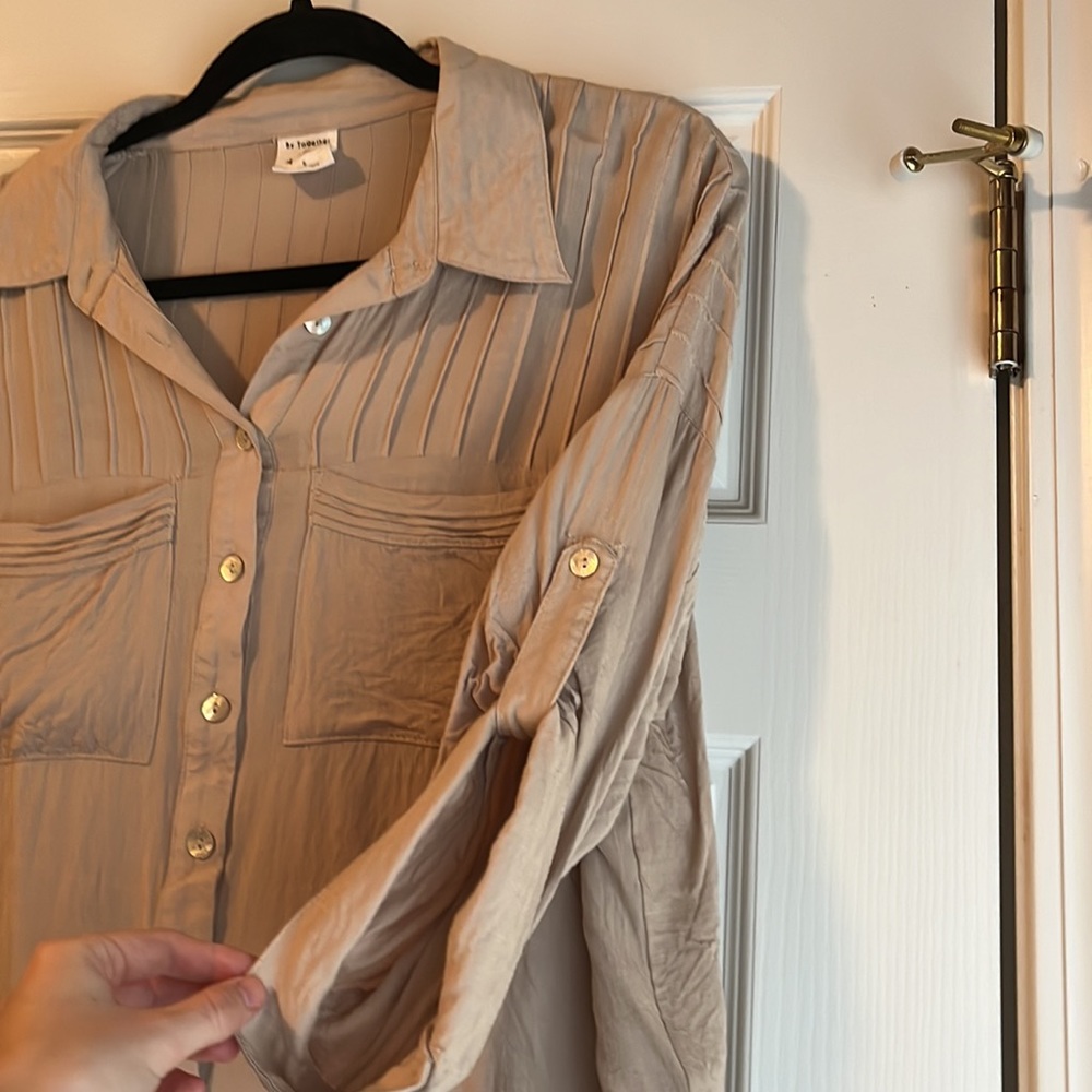 Tan button down - Picture 3 of 6
